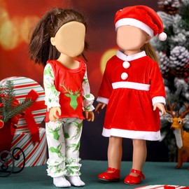 Geyoga 12 Pcs Christmas 18 Inch Doll Clothes and Accessories Tie Dye Winter Doll Shirt Trousers Dress Doll Outfits Set for 18 Inch Doll Gifts(Elk Style)