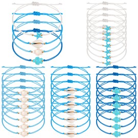JarThenaAMCS 20Pcs Ocean Coastal String Bracelet,Under The Sea Party Favor