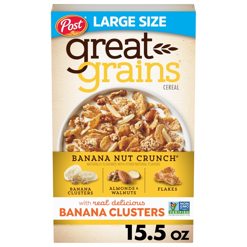Great Grains Banana Nut Crunch Breakfast Cereal for Adults, Made