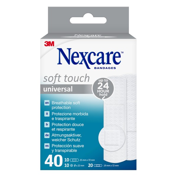 Nexcare Soft Touch Universal Plasters Assorted, Pack of 40