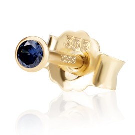 NKlaus Single 2.5 mm 333 Yellow Gold 8 K Stud Earrings Third Ear Studs Replacement Earrings Single Stud Zircon Butterfly Clasp Women Girls, Yellow Gold, Zircon