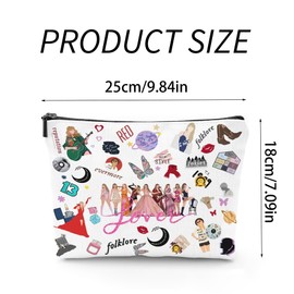 Make-Up Bag for Music Lovers, Music Lovers, Inspired Gift, Makeup Bag with Zip, Fans Gift Cosmetic Bag, Creative Bags for Music Lovers, for Women and Girls, White, Universal