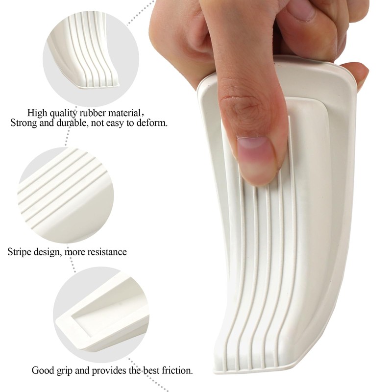4 Pack Door Stoppers for Bottom of Door, White 4.8x2.2x1.3in