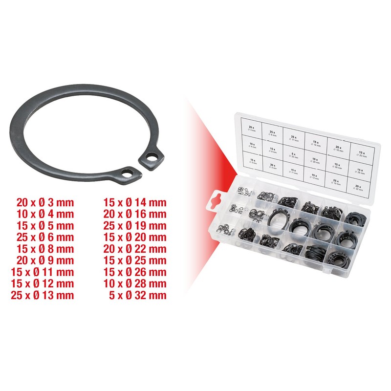 KS Tools 970.0100 Snap rings assortment, external, Ø 3-32mm, 300