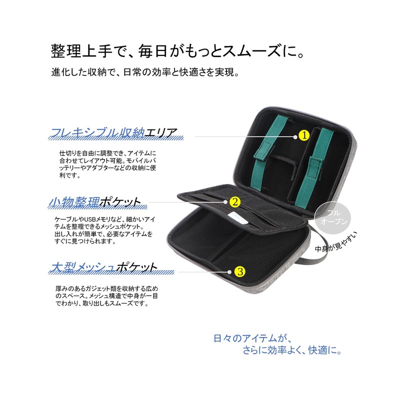 TopShine Gadget Pouch, HDD Storage Case, With Dividers, Gadget Case,