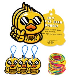 Duck Tags|You’ve been Ducked|Duck Duck Tags|Duck Ducking Games Card|50 Cards|50 Rubber Bands| 2.5 x 2.1Inch|Shape Design of small Yellow Duck(2LD104)