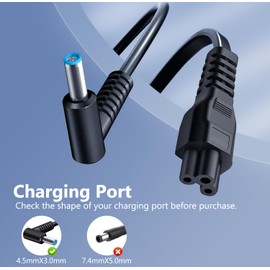 45W HP Laptop Charger,19.5V 2.31A Power Supply for HP Stream 11 13 14, HP Pavilion X360 11 13 14, HP Elitebook 850 840 Elitebook Folio, HP Envy X360, HP Probook G4 G3 G2 G1 (4.5mm x 3mm)