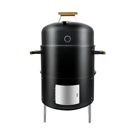 Joyagrill 17-1/2" 3-IN-1 BBQ Smoker Grill Built in Thermometer, Air Vent and Access Doors, Multi-Layer Meat Smoker Grill with 3 Bamboo Handles, Idea for Parties, Backyard, BBQ