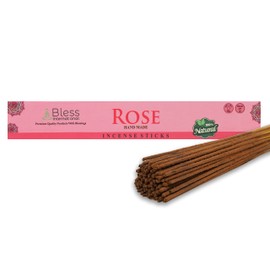 Bless-Rose-Incense-Sticks 100%-Natural-Handmade-Hand-Dipped Organic-Chemicals-Free For-Purification-Relaxation-Positivity-Yoga-Meditation The-Best-Woods-Scent (25 Sticks (40GM))