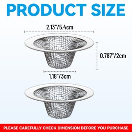 HNYYZL 2.125" Top / 1" Basket Small Drain Strainer, 2Pcs Sink Bathroom Drain Hair Catcher,RV Sink, Stainless Steel Drain Filter