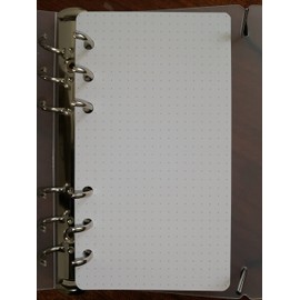 Refills 200 Sheets White Paper 120gsm - 95 x 171mm - Bullet Journal Dots - For 6 Ring Diary A6 Personal Compact Slim Dots