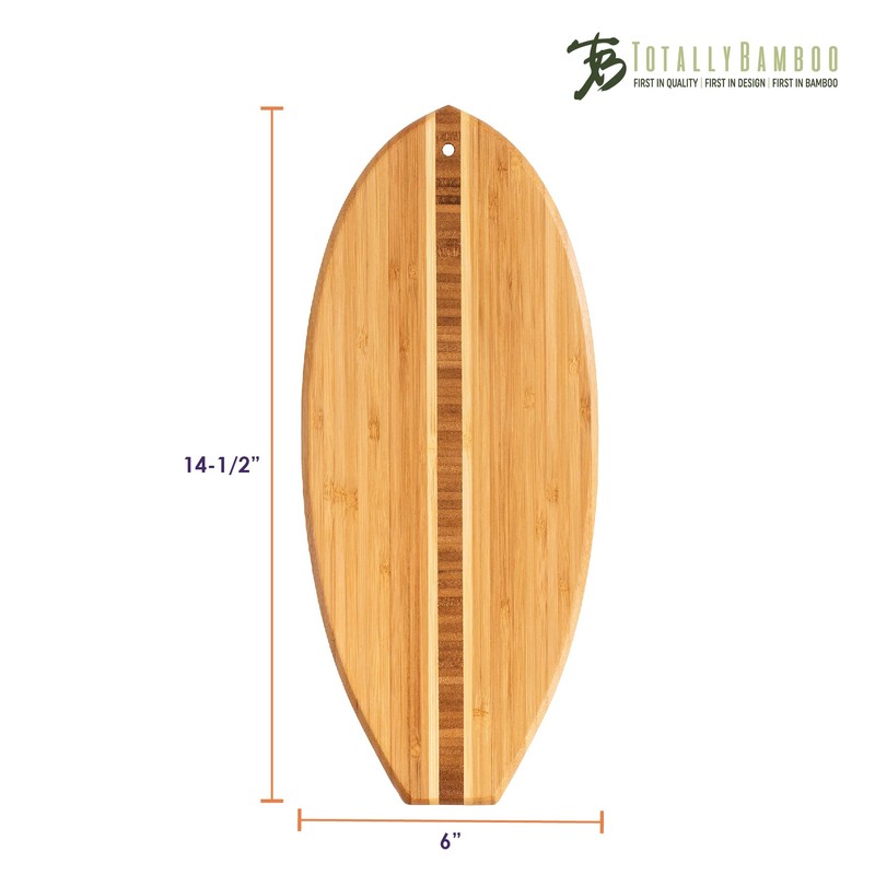 Totally Bamboo Lil' Surfer Surfboard Shaped Bamboo Serving and Cutting