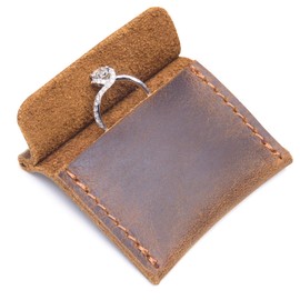 RingSun Leather Wedding Ring Case, Slim Engagement Pouch, Travel Ring Case, Ring Pouch, Engagement Pouch, Bride & Groom Jewelry Storage,RS09