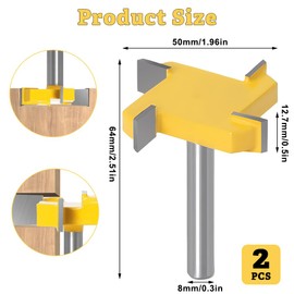 Tulov 2 Piece Router Bit Set, Plate Milling Cutter Made of Tungsten Steel, Bowl Milling Bit Suitable for Vibration Cutter for Woodworking (8 mm)