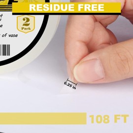 ARIFLOR 2Packs Clear Floral Tape - 1/4" Wide Floral Vase Tape, Clear Waterproof Floral Tape for Fresh Flower Bouquets and Flower Arrangements Crafts (0.25inch*2Packs)