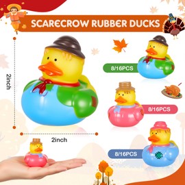 DEEKIN 24 Pcs Scarecrow Rubber Ducks 2 Inch for Fall Autumn Thanksgiving Party Decorations Bulk Rubber Ducks for Thanksgiving Gift Party Supply