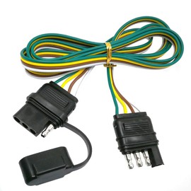 CARROFIX - Extensión plana de 4 cables de 60 pulgadas y 4 pines para remolque conector macho y hembra