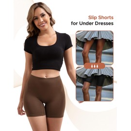 INNERSY Women's Slip Shorts for Under Dresses Anti Chafing Biker Shorts 1-Pack(Dark Brown,Large)