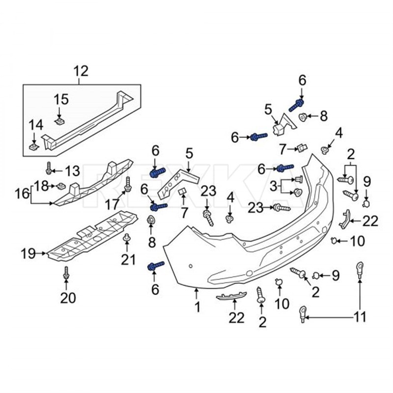 Rexka 15 Sets Fender Liner Bumper Cover Splash Shield Screw