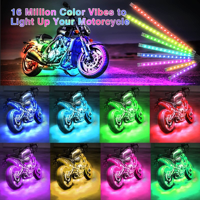 LD DARKEAGLE 16PCS Motorcycle LED Light Kit with Handlebar Switch