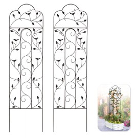Idzo 60in 5ft 100% Metal Garden Trellises for Climbing Plants Outdoor, Heavy-Duty Steel Garden Trellis with Durable Powder Coating, Black
