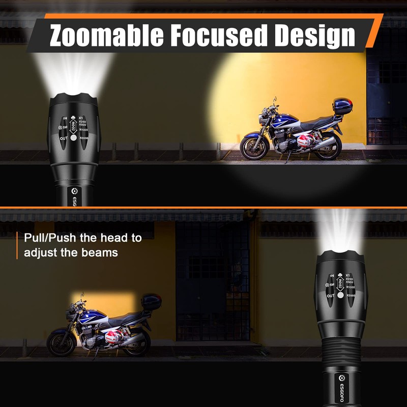 Esgofo LED Flashlights 2 Pack Bright Powerful EDC Handheld Flash