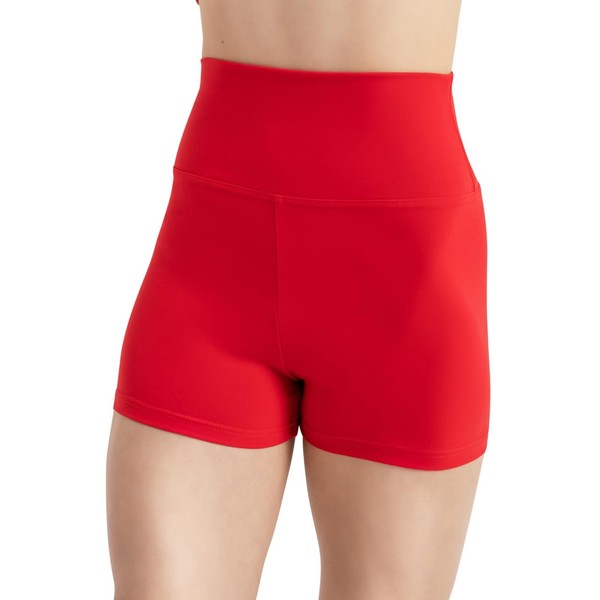 Capezio High Waisted Shorts, Red, X-Small