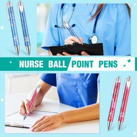 Jetec 25 Pcs Nurse Pens Bulk Appreciation Pen Gifts Ink Pens Funny Pens Set Greeting Message Best Nursing for Christmas Students (Cute Style)