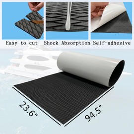 Boat Flooring Mat EVA Foam Boat Decking Marine Carpet Faux Teak Sea Decking Sheet Non-Slip Self-Adhesive Flooring Material for Boats Pontoon Yacht Surfboard Swim Platform 94.5''x 23.6''（Black）