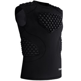 Dialudon Men Football Padded Compression Shirt 5-Pads Chest Rib Protector Padded Shirt for Football Rugby Baseball Lacrosse
