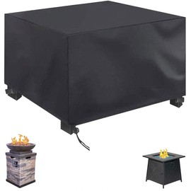 FLR Square Fire Pit Cover, 45x45x25 Inch,Waterproof 420D Heavy Duty Gas Fire Pit Cover, Patio Furniture Cover,All-Season Protection Fire Pit Cover,Black (45x45x25in)