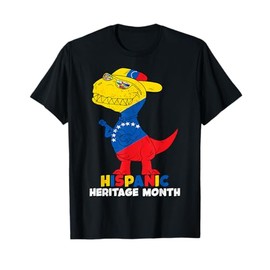 Hispanic Heritage Month Venezuela Flag Kids Boys Girls T-rex T-Shirt