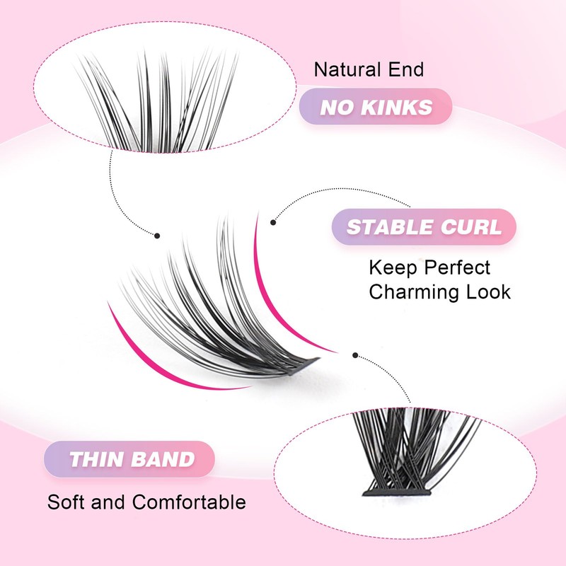 Glowing Win Cluster Lashes Individual Eyelashes 190PCS 40D Lash Clusters