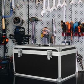 Aluminum Hard Case Black Briefcase Shockproof Toolbox Carrying Case with Foam for Test Cameras Tools Parts Mechanical Garage Instrument 29x16x15cm