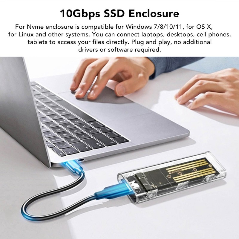 M.2 NVMe SATA SSD Enclosure NVMe to USB C 3.1