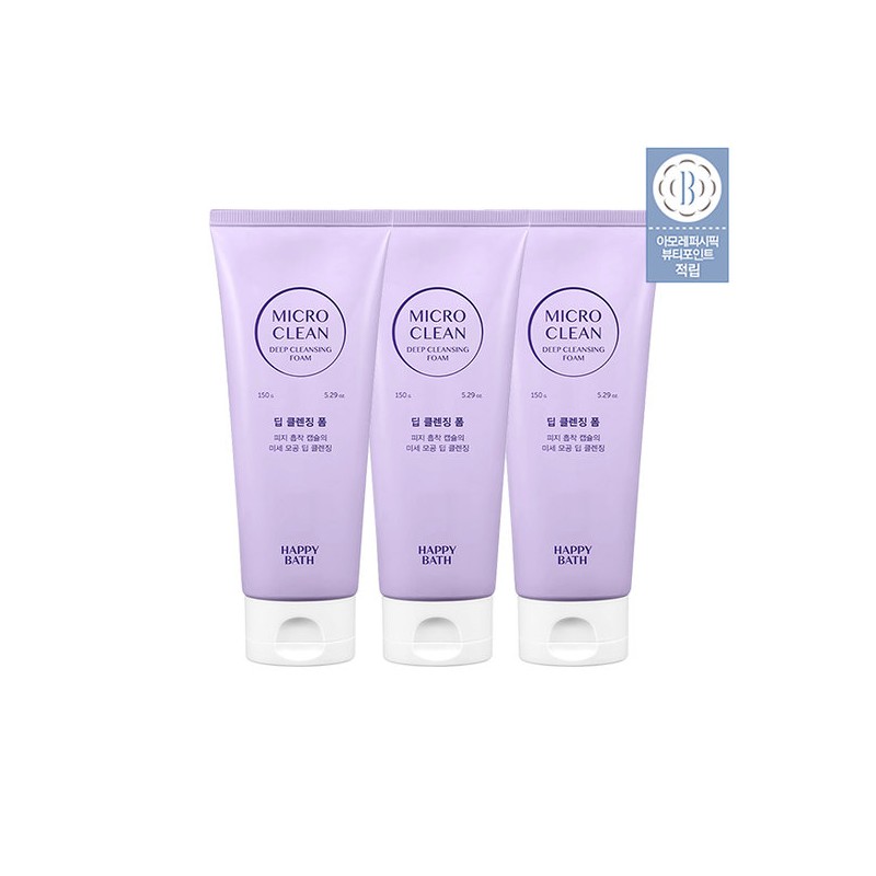Happy Bath Micro Cleansing Foam 150g 3-Pack (Optional) Set -