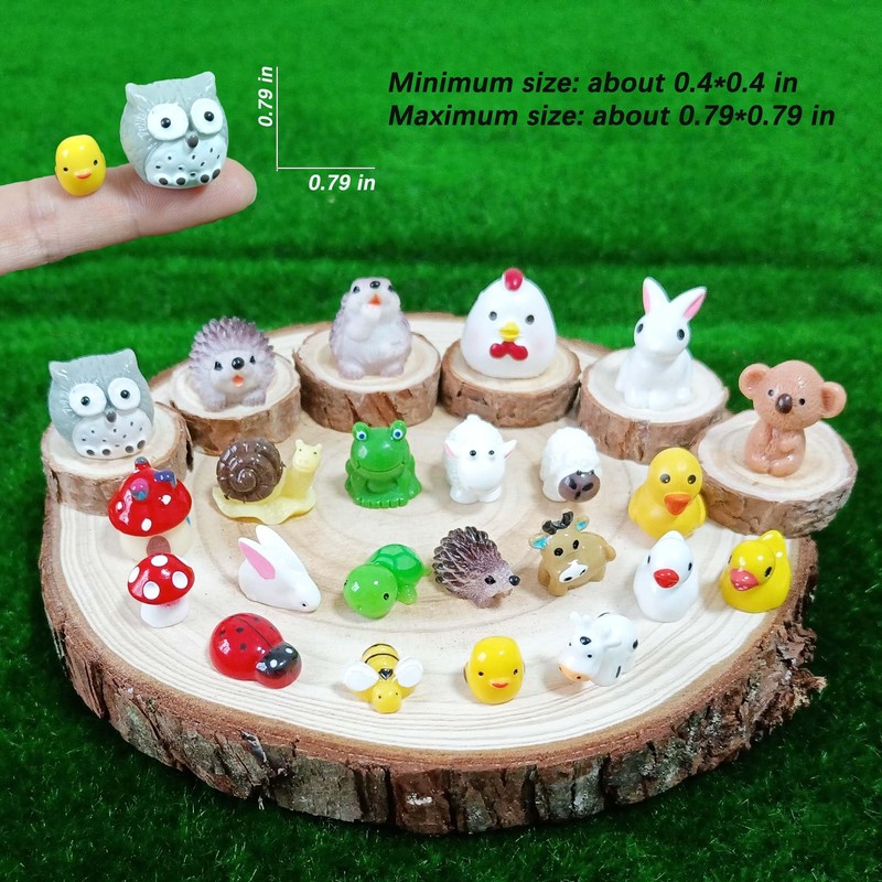 NIBERDA 100 Pcs Mini Resin Animals Figures, Mixed Tiny Plastic