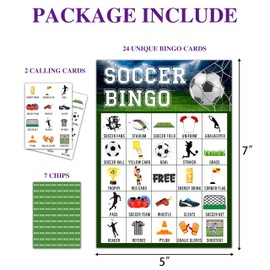 Disfuco Soccer Bingo Game, Soccer Party Games Bingo Cards for Adults, Sports Party Games, Birthday Bingo, Soccer Party Favors Supplies Decorations, 24 Players Bingo Game (B08)