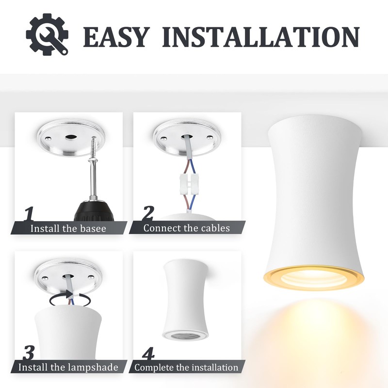YindaLux LED Surface-Mounted Spotlight, White, Diameter 64 x 100 mm,