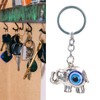 Jiawu Blue Evil Eye Keychain, Silver Lucky Elephant Key Ring,