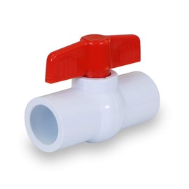 Midline Valve 482T34 PVC Ball Valve Red T-Handle Water Shut-Off 3/4 in. Solvent Connections White Plastic
