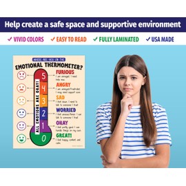 ZOCO Emotional Scale Posters (5 Pack) — Calm Down Corner Supplies — Emotion Chart — Mental Health Awareness — School Counselor Office Must Haves — Therapy Office Decor — LAMINATED, 17 x 22 inches