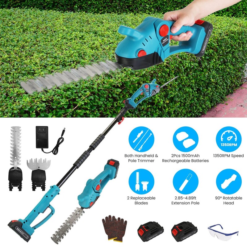 Pole Mini Hedge Trimmer & Grass Shear Electric Cordless with