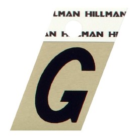 Hillman 840506 1.25 inches Letter G Angle Cut Self Adhesive Sign, Gold and Black Aluminum, 1.375x1.125 inches 1-Sign