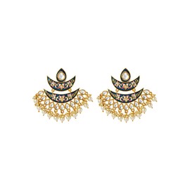 Bodha Traditional Indian Handcrafted Gold Plated Designer Traditional Ethnic Meenakari Kundan Chandbali Earrings Women (SJ_1875_BL)
