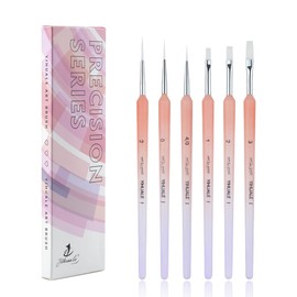 Nail Art Brushes Set YIHUALE 6Pcs Nail Tips Art Design Tools with Poly Extension Gel Brush, Nail Polish Brush, Carved Brush, Art Liner Brush, Acrylic Nail Brushes, Painting Drawing (Pink)