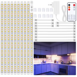 LAFULIT 10 PCS Under Cabinet Lights Kit, Stick on Lights, Flexible Led Strip Lights with Remote and Power Adapter, for Kitchen Cabinet Shelf Desk Counter Corner, 4000K Neutral White, 16.4ft