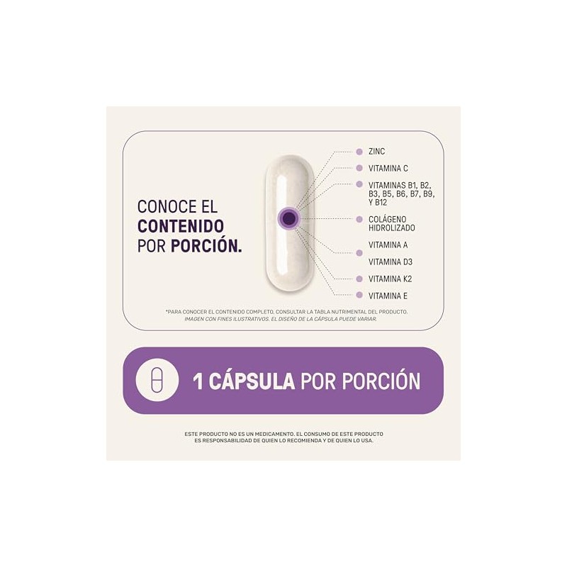 Multivitamínico Suplemento Mujer 180 Cápsulas Colágeno Hidrolizado Biotina Ácido Fólico