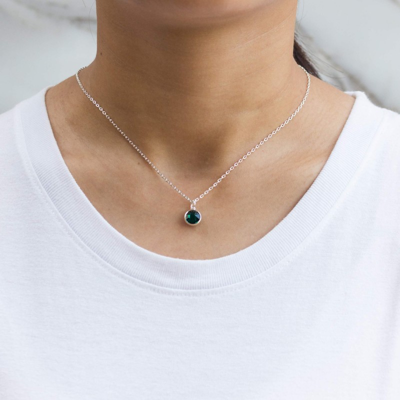 Philip Jones May (Emerald) Birthstone Necklace Created with Zircondia® Crystals