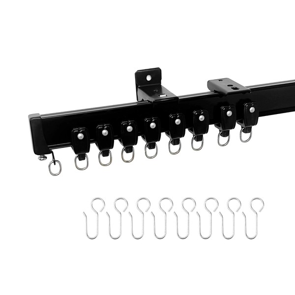 DOEIEZ Aluminum Ceiling Curtain Track Set with Hooks Ceiling Mount